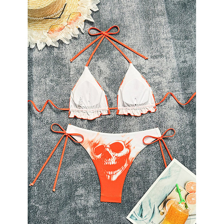 Dame Triangel-Bikini med coolt Dødningehoved-design Skovae