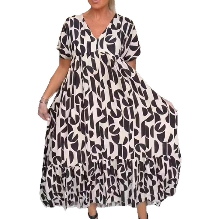 Dame maxikjole med moderne grafisk design Stilla
