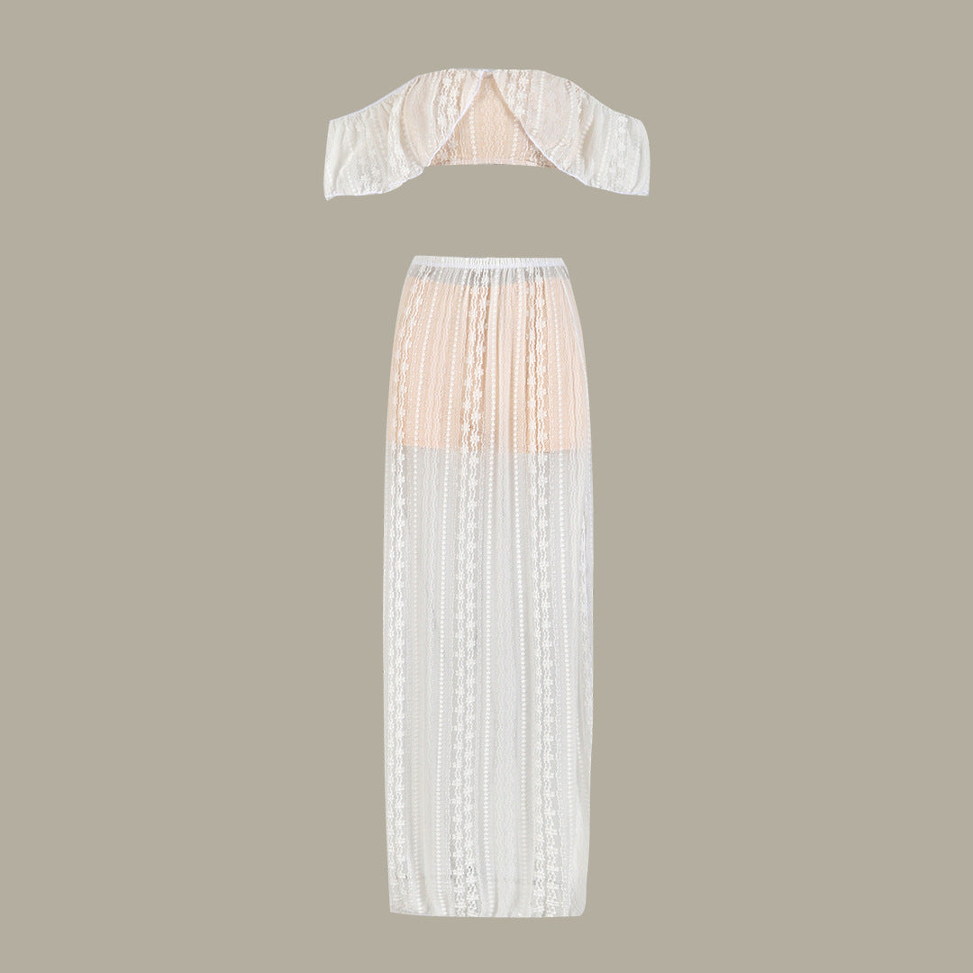Dame To-delt Boho-outfit med off-shoulder Crop Top og Maxi-nederdel Stilla