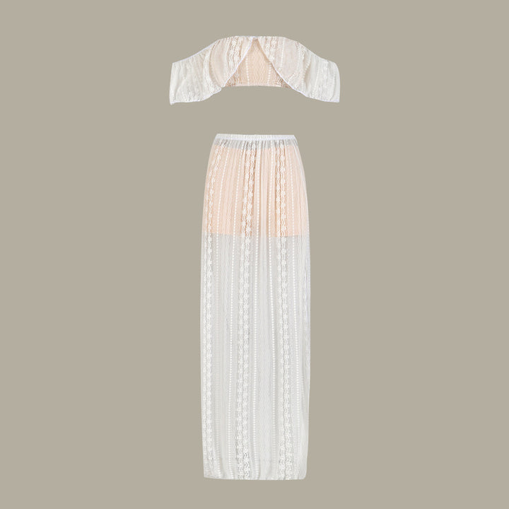 Dame To-delt Boho-outfit med off-shoulder Crop Top og Maxi-nederdel Stilla