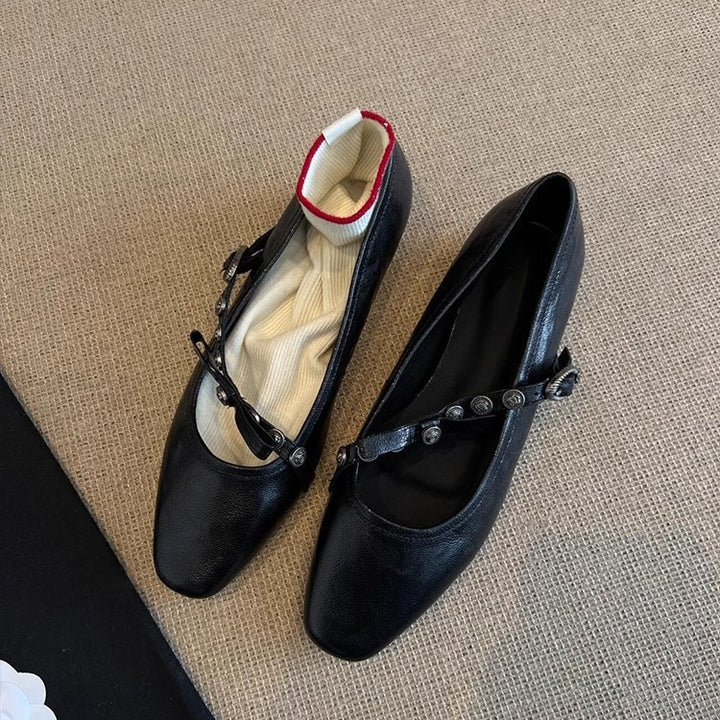 Dame Elegante Strop Ballerina Flade Sko med Dekorative Spænder Stilla