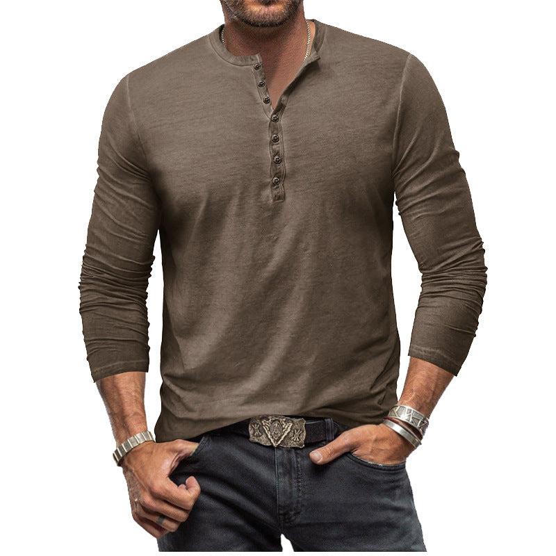 Herrer Langærmet Henley T-shirt med stilfulde knapper Stilla