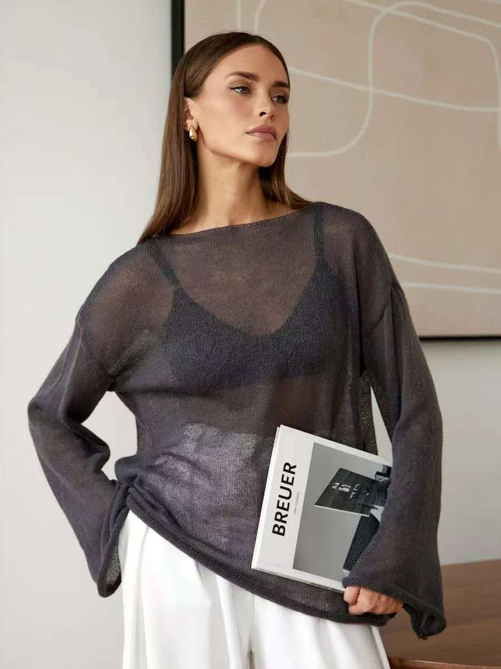 Damer luftig off-shoulder sweater med bred pasform lavet af fin strik kvalitet Stilla