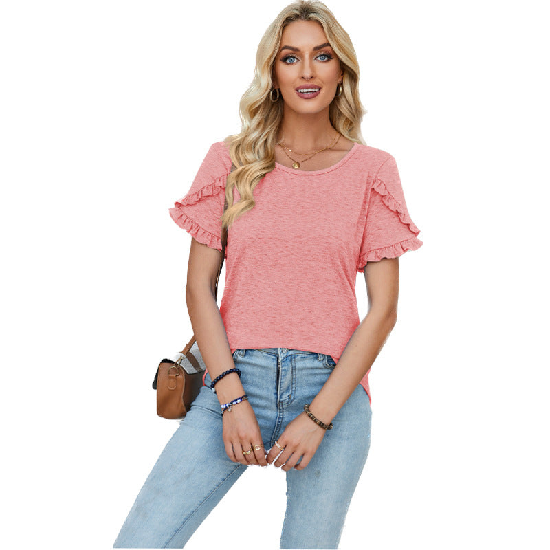 Damer casual T-shirt med ruffles detaljer Stilla