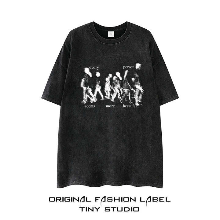 Dame T-shirt med kunstnerisk motiv og afslappet snit Stilla