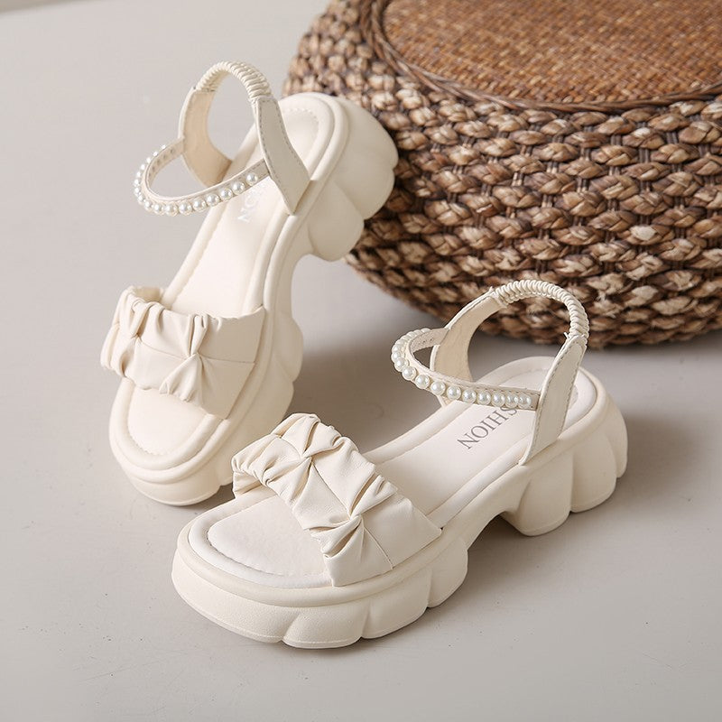 Femme Stilfulde Chunky-Hælhæle Slide Sandaler med Sløjfe Akcent Stilla