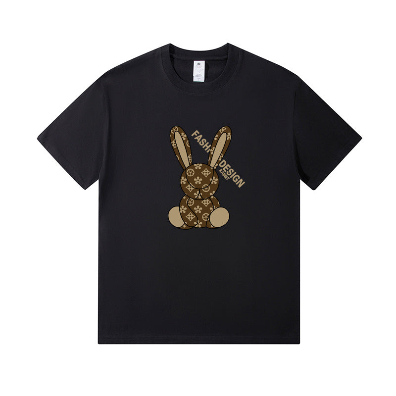 Dame T-Shirt med kreativt kaninmotiv og moderne skrift Stilla