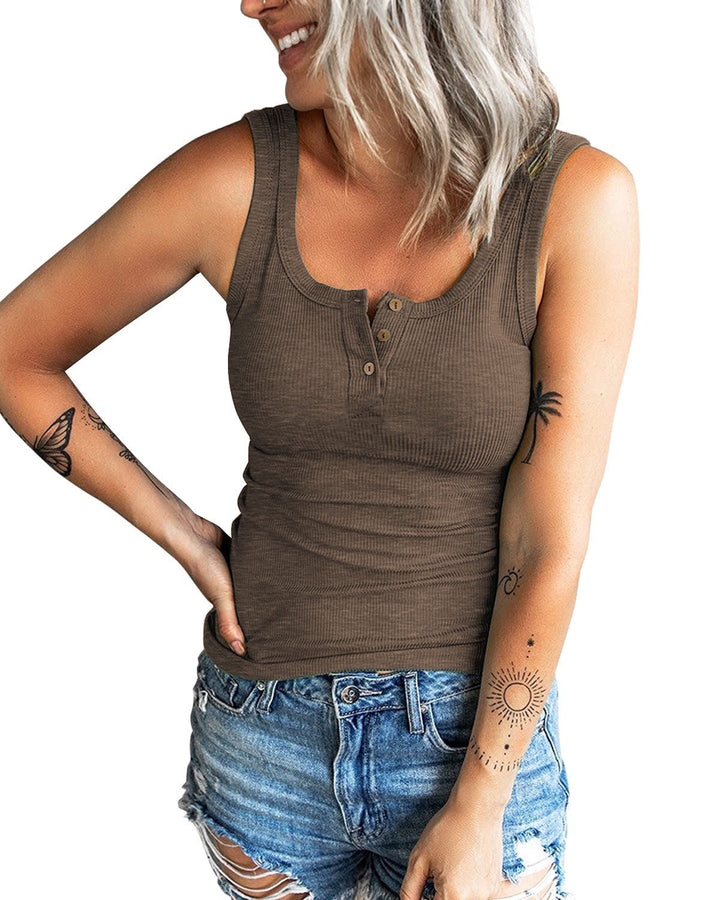 Dame Ribstrik Knap-Op Tanktop Stilla