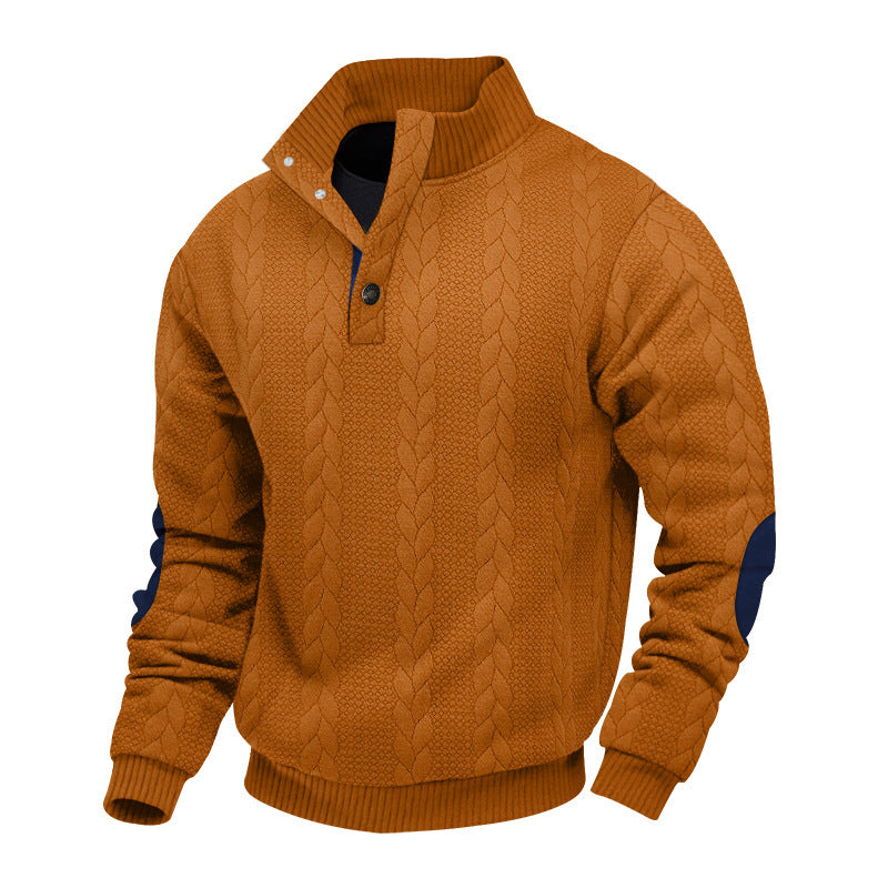 Herre strikket pullover med halvlukning og struktureret design Stilla
