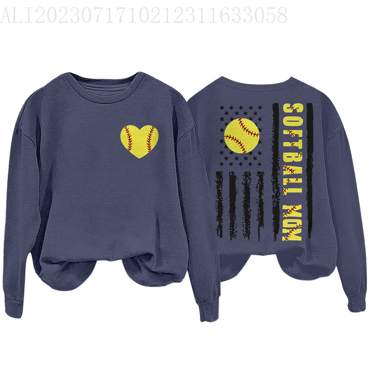 Kvinders sweatshirt med kreativ softball design Stilla