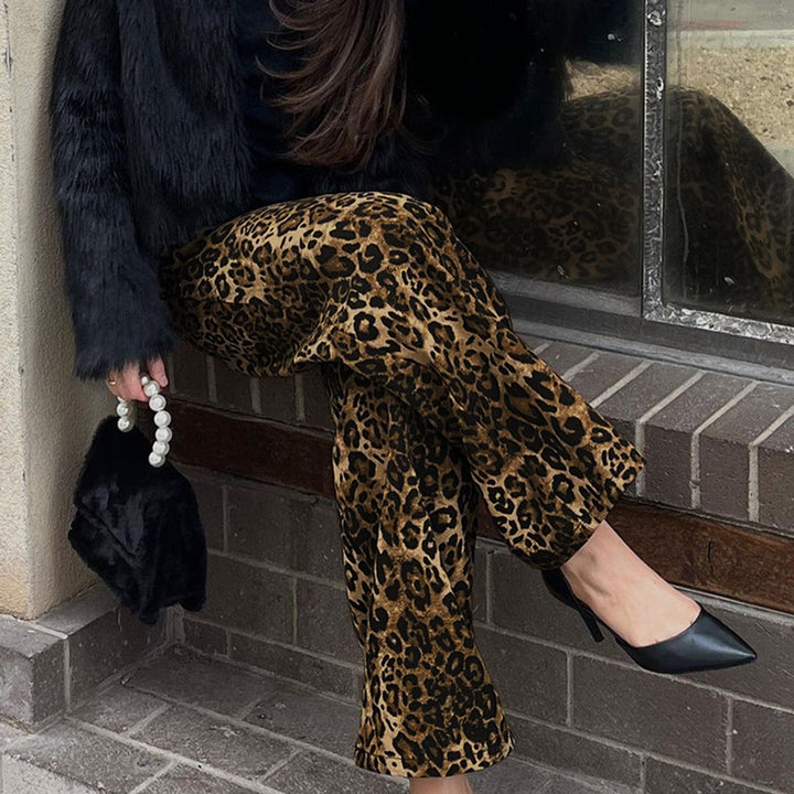 Dame Løs pasform Leopard-bukser med elegant plissering Stilla