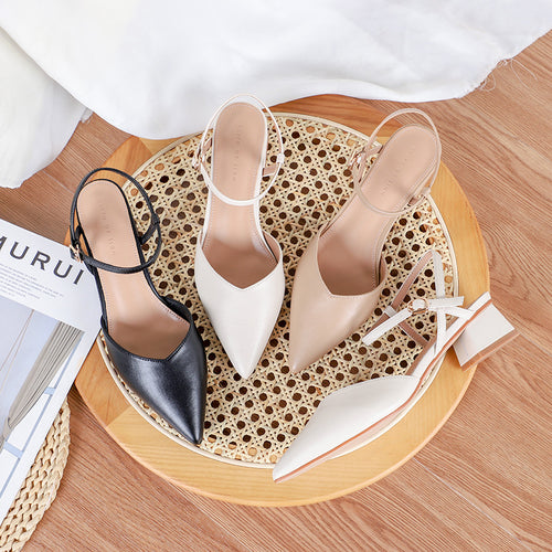 Dame Spitzer-Toe Slingback Pumps med justerbar rem og elegant blokhæl Stilla