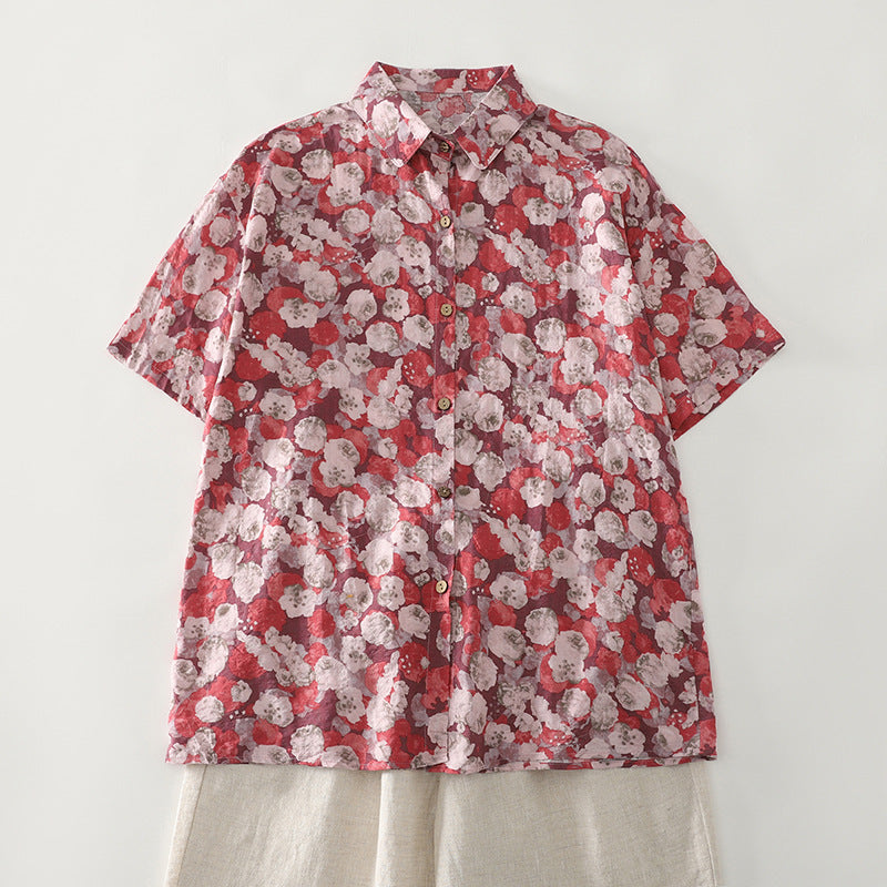 Damebluse i loose fit med blomstermønster Stilla