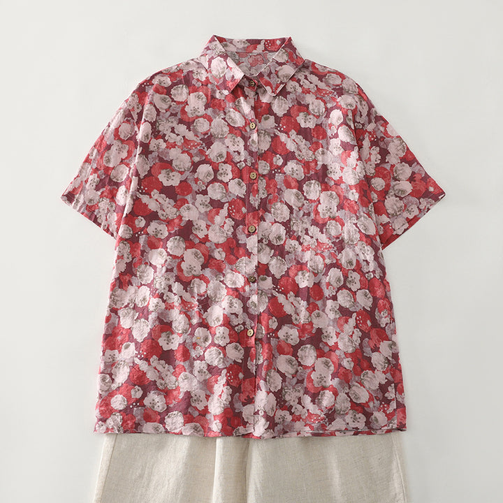 Damebluse i loose fit med blomstermønster Stilla
