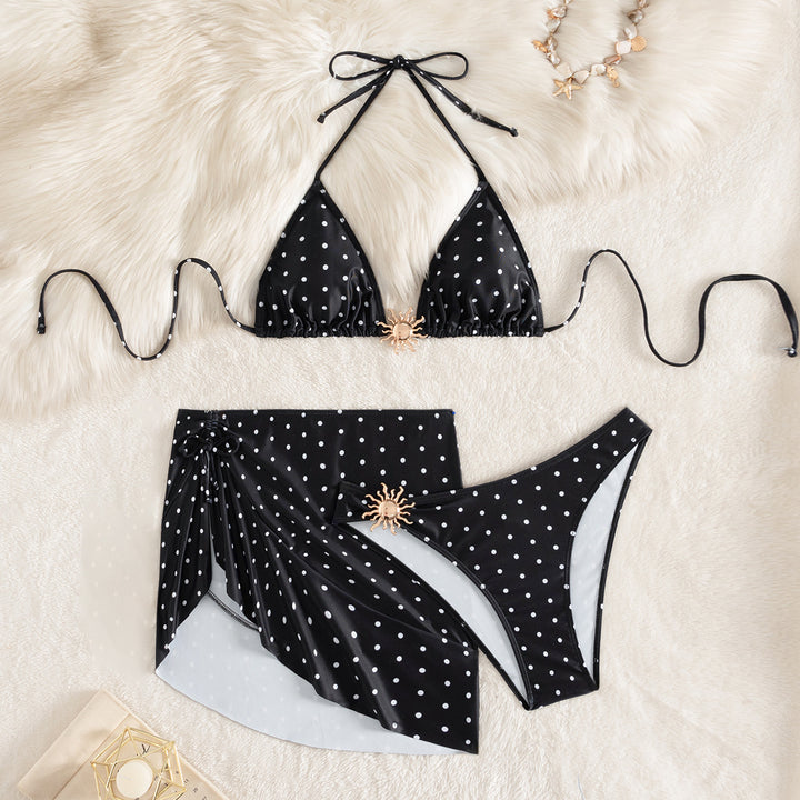 Damebikini med elegant prikmønster Skovae