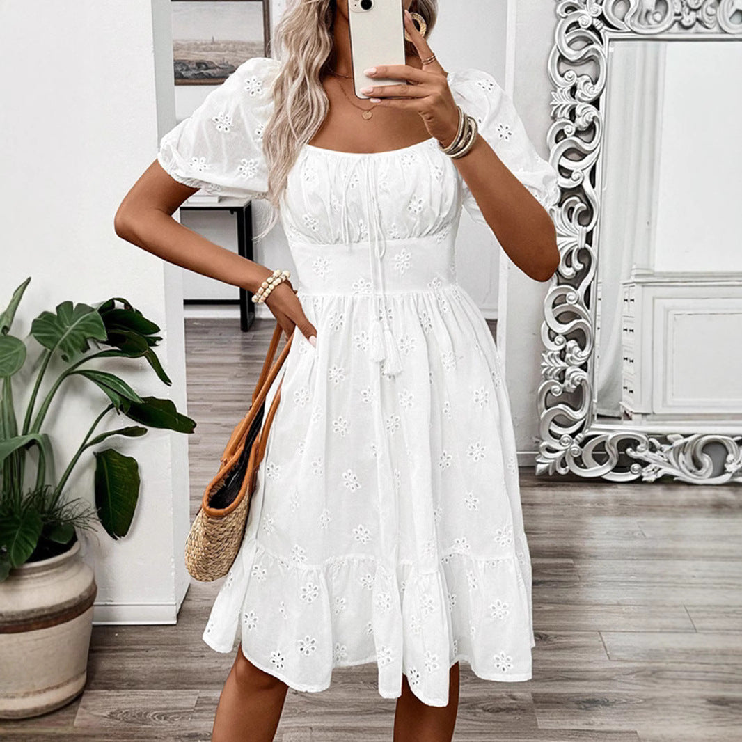 Dame Broderet Sommerkjole Stilla