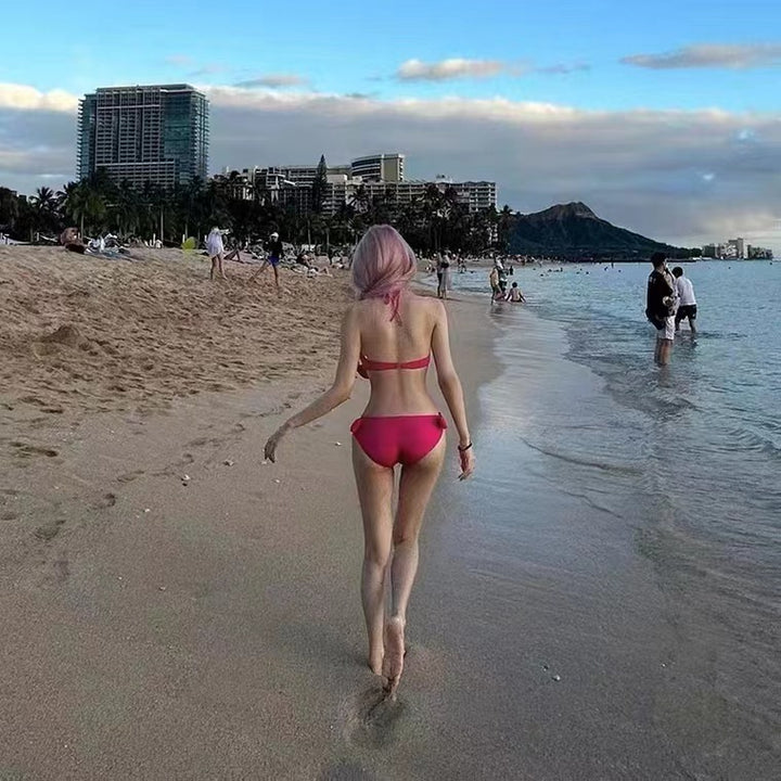 Dame bikini-sæt med volumniøse sløjfer og diskret design Stilla