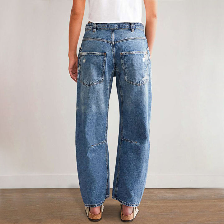 Dame Relaxed Fit Jeans i moderne Used-Look med lommer Stilla
