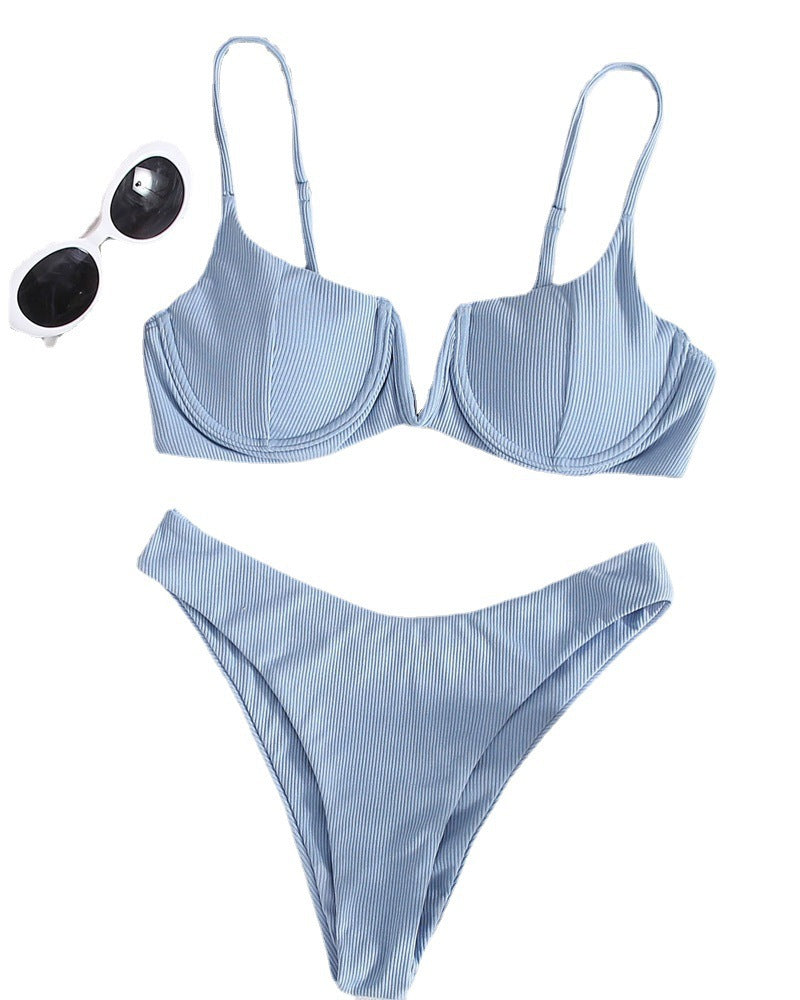 Dame Push-Up-Bikini med elegant ribbet design Skovae