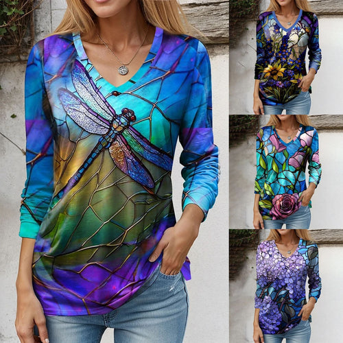 Stilla | Chic Print V-Hals Loose Tee