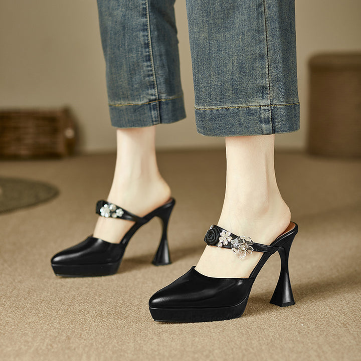 Kvinder Dekorative Slingback Hæle med Florale Accenter Stilla