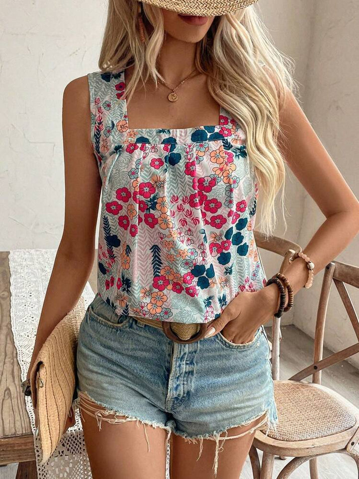 Dame Chiffon Top med florale accenter Stilla