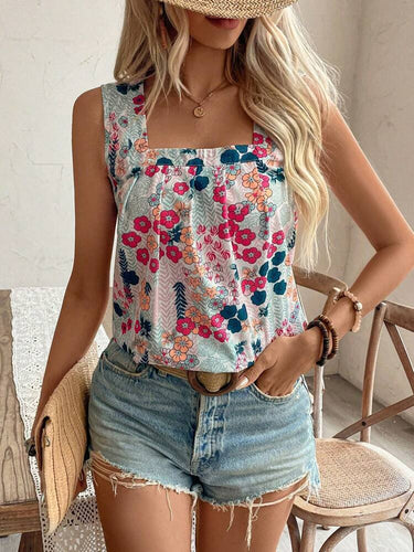 Dame Chiffon Top med florale accenter Stilla