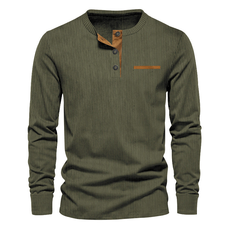 Herrer langærmet Henley-shirt med struktureret design og moderigtige knapdetaljer Stilla