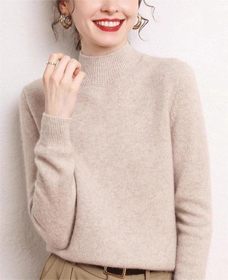 Kvinders cashmere-lignende pullover med høj hals og smalle ærmer Stilla