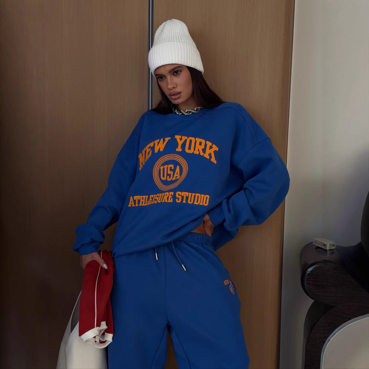 Kvinders oversized sweatshirt og fritidsshorts sæt Stilla