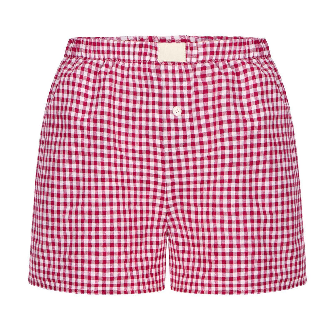 Dame afslappet bomulds kort natbukser med Gingham-mønster Stilla