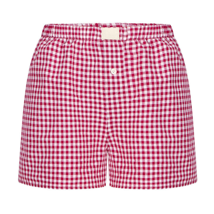 Dame afslappet bomulds kort natbukser med Gingham-mønster Stilla