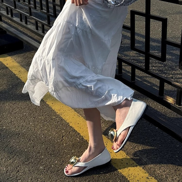 Dame elegante Slip-On Ballerina-pumps med dekorative metalliske accenter Stilla