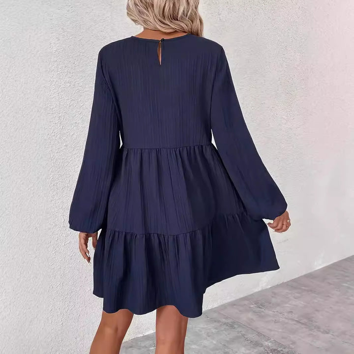 Dame trendy midi-kjole med plissering og flydende snit Stilla