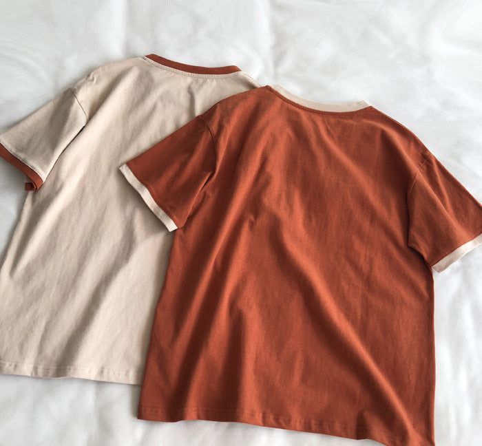 Femme Fritids Grafik T-shirt med kontrasterende krave Stilla