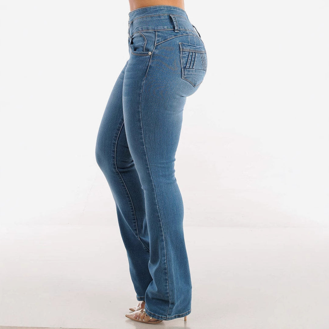 Dame Bootcut Jeans med høj talje og figursyet pasform Stilla