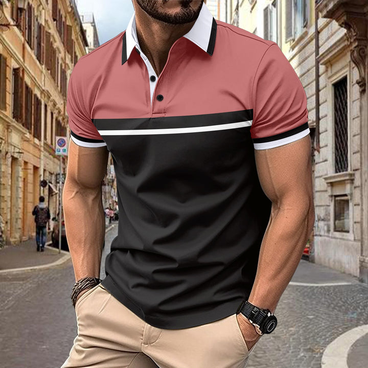 Herre polo t-shirt med stilfuldt farveblokdesign og kontrasterende accenter Stilla