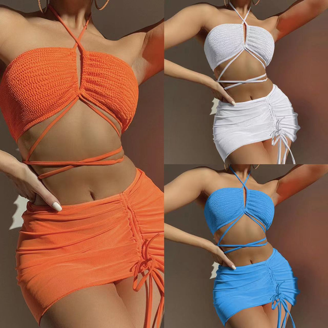Dame Bikini-sæt med innovativt indpakningsskørt og elastiske bindebånd Stilla