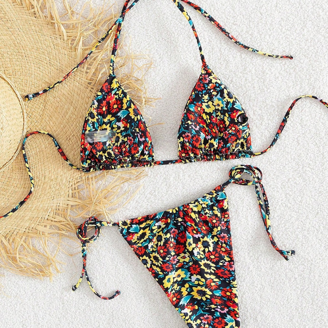 Dame triangel-bikini med legende blomsterdesign Skovae