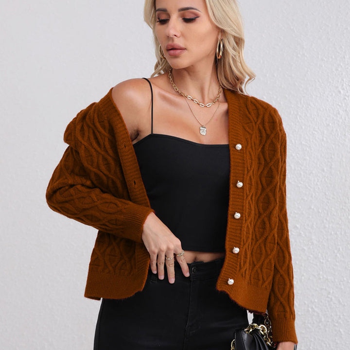 Kvinders cardigan med elegant honningcomb-struktur Stilla