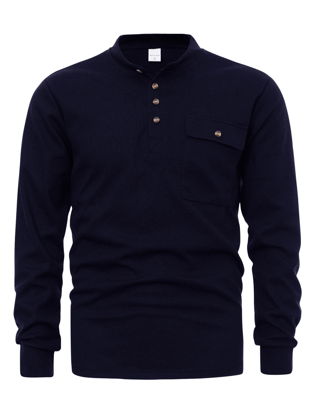 Herrer Langærmet Henley T-shirt lavet af høj kvalitet, struktureret bomuld Stilla