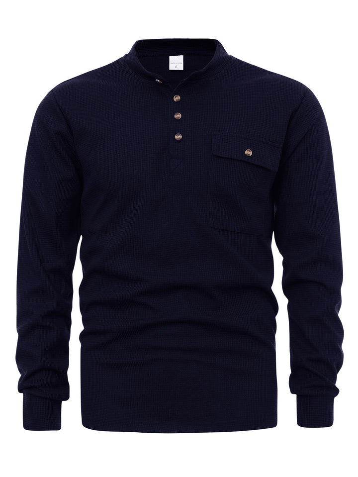 Herrer Langærmet Henley T-shirt lavet af høj kvalitet, struktureret bomuld Stilla