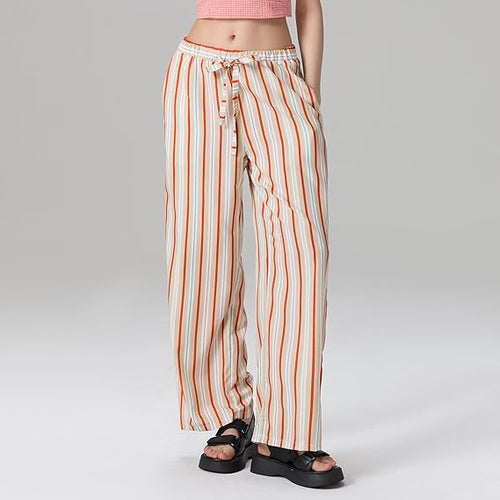 Dame casual Maxi-shorts med justerbar talje og moderne stribe-mønster Skovae