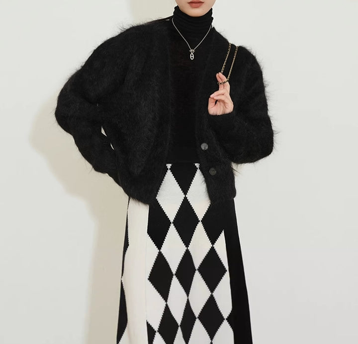 Femme Strukturstrik-Cardigan med elegant oversized-snit Stilla