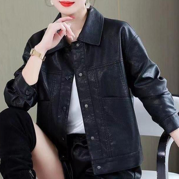 Dame Chic Læderjakke i Moderne Biker Stil Stilla