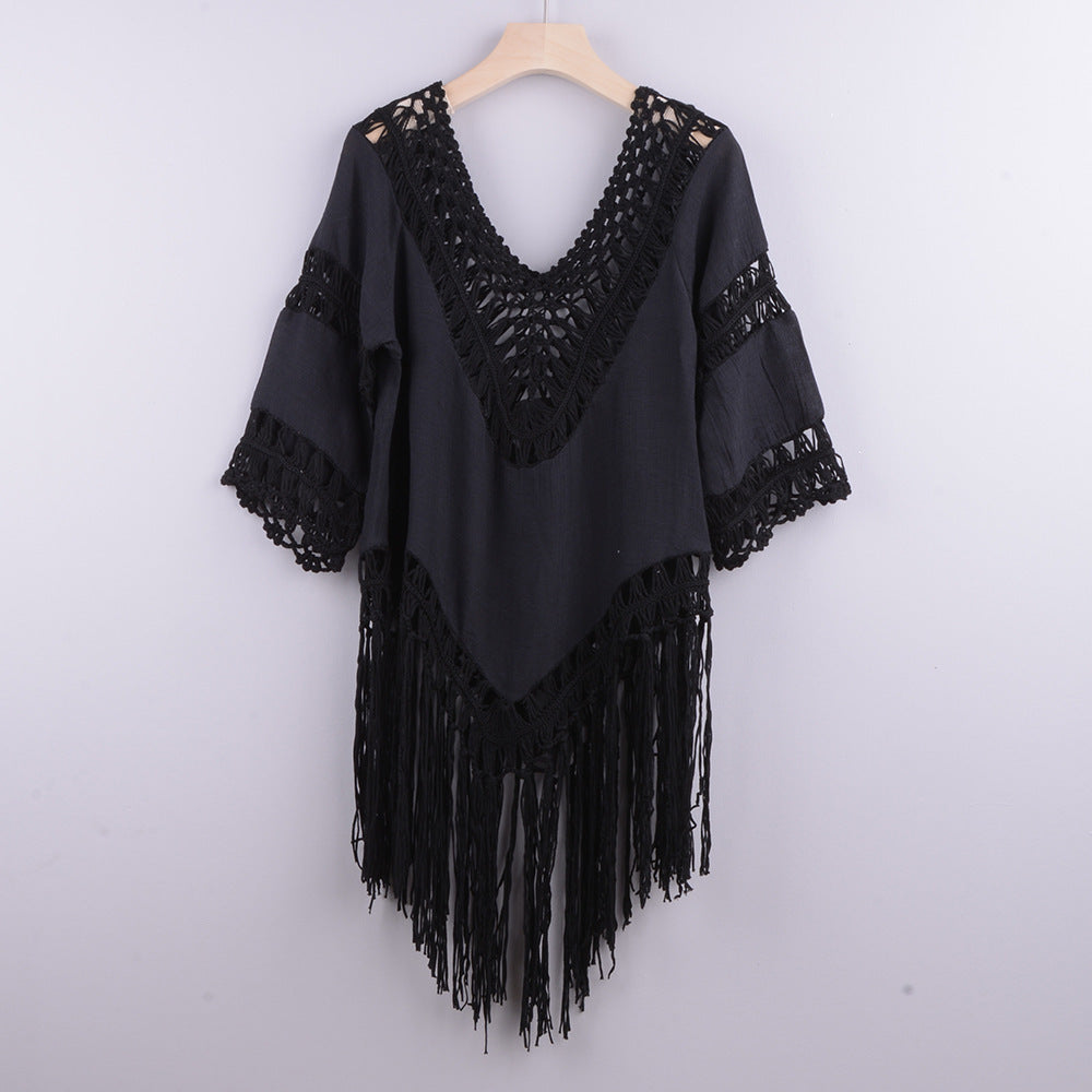 Dame elegant Strandcover-Up med frynset design Stilla
