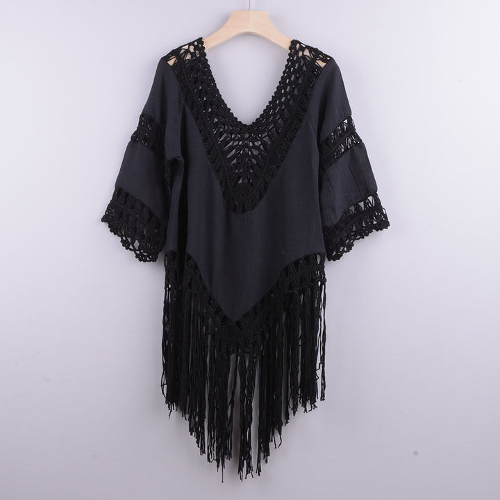 Dame elegant Strandcover-Up med frynset design Stilla
