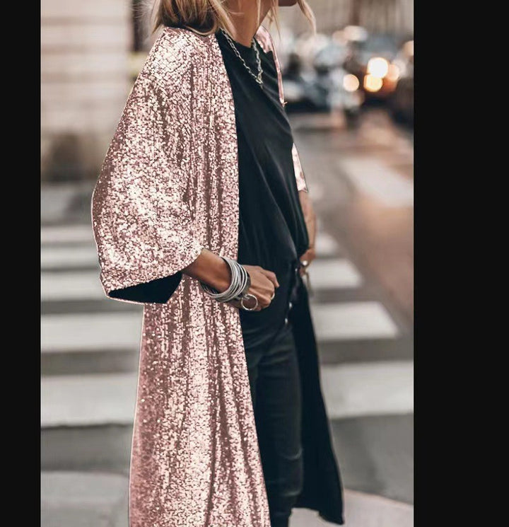 Dame glitrende Kimono-style overtræk med brede ærmer Stilla