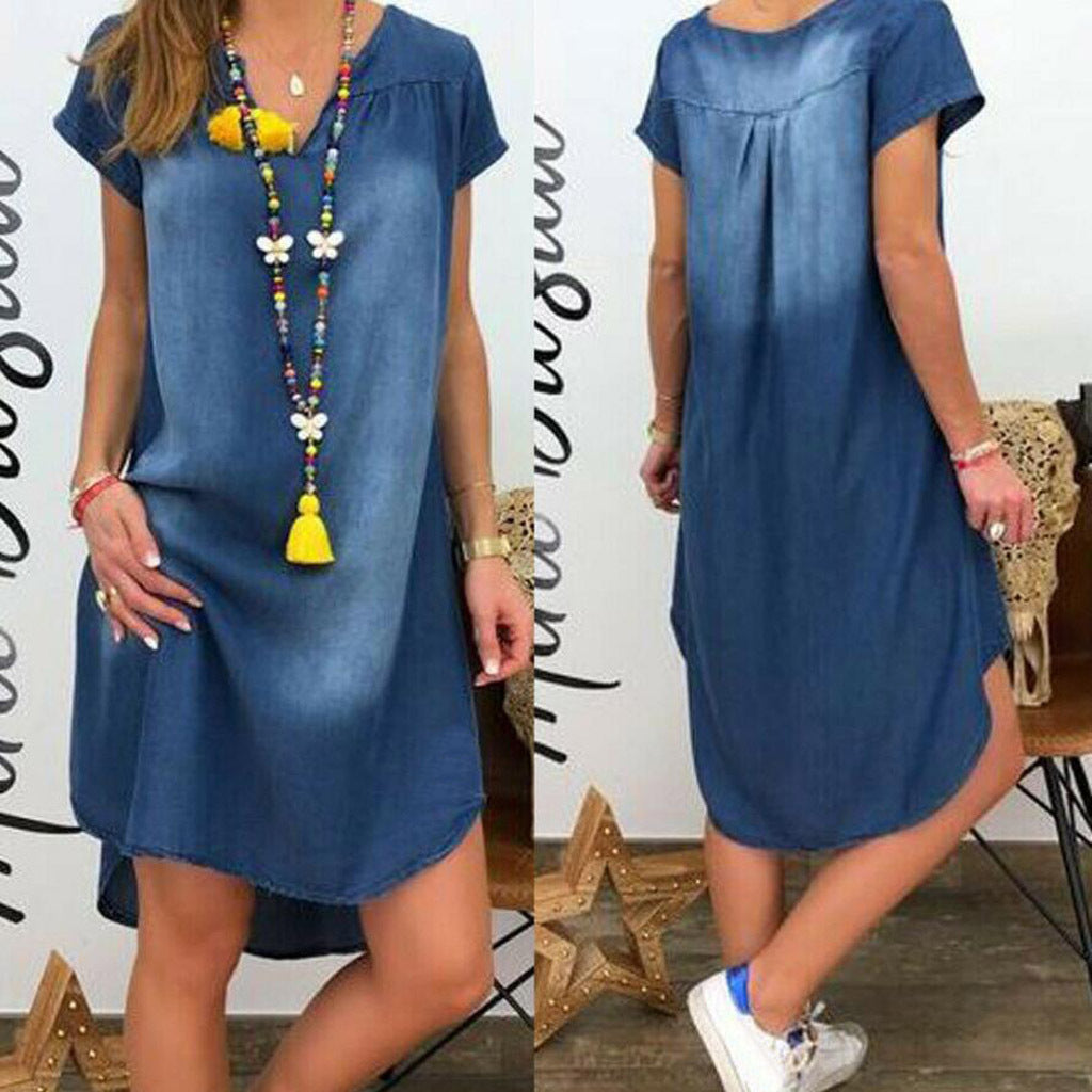 Dame Relaxed Fit Denim Shift Kjole Stilla