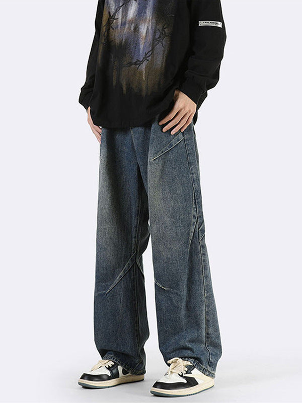 Herre bred denim-jeans med unikke sømdetaljer og afslappet snit Stilla